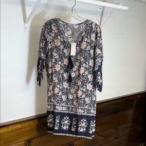 NWT Amazon Boho‎ Floral Patterned Dress with Tassel Detail- S